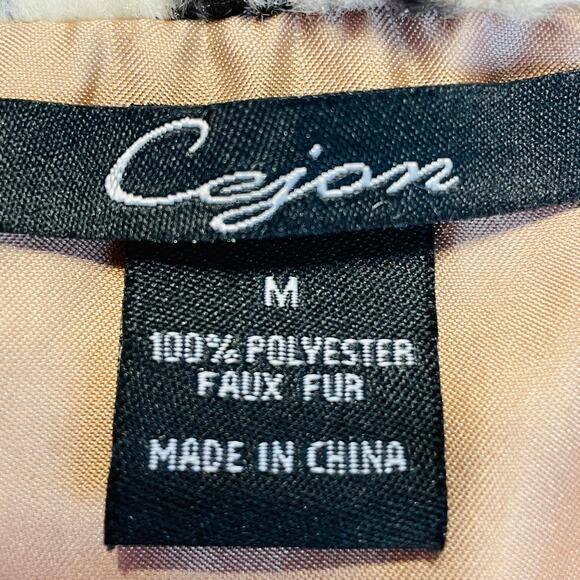 Cejon Brown Leopard Animal Print Faux Fur Sleeveless Zip Vest Jacket Women Sz M - Picture 11 of 14
